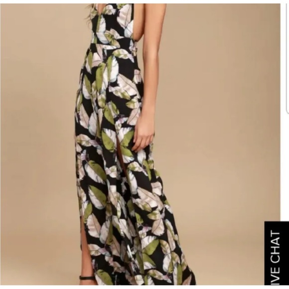 Lulu San Tropez floral jumpsuit wide legs w front slits & open strap back sz XS - Picture 6 of 14